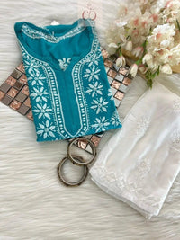 Rayon Ghaspatti Work Kurti - Chikankari official