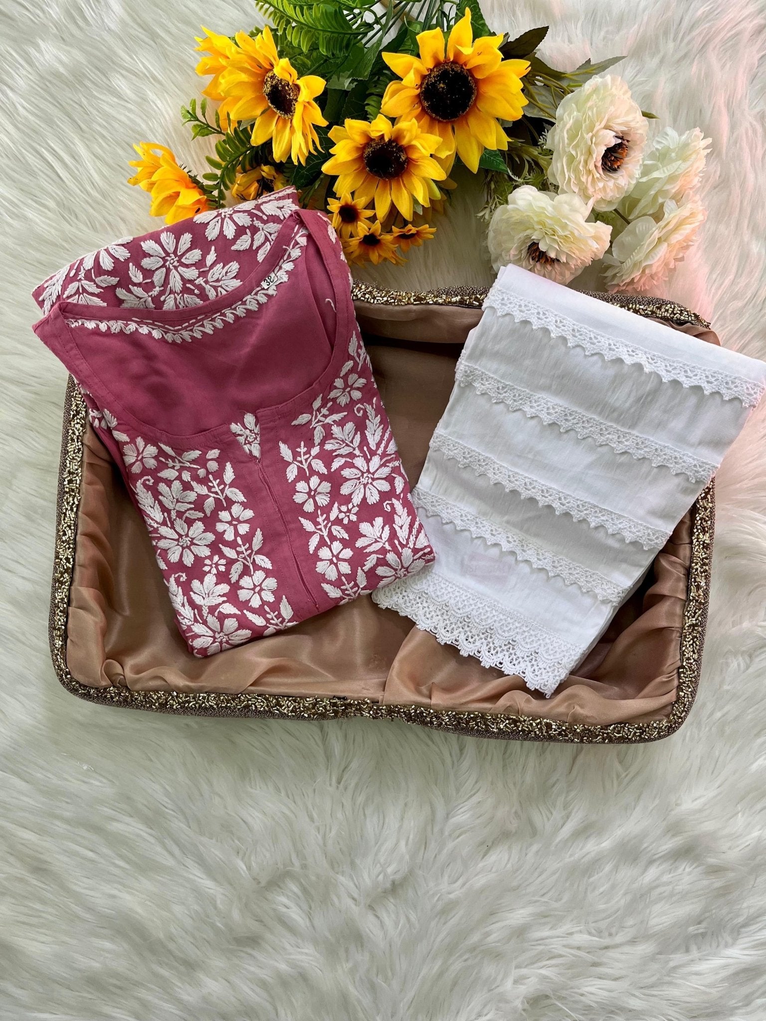 Rayon Ghaspatti Work Kurti With Pant - Chikankari official