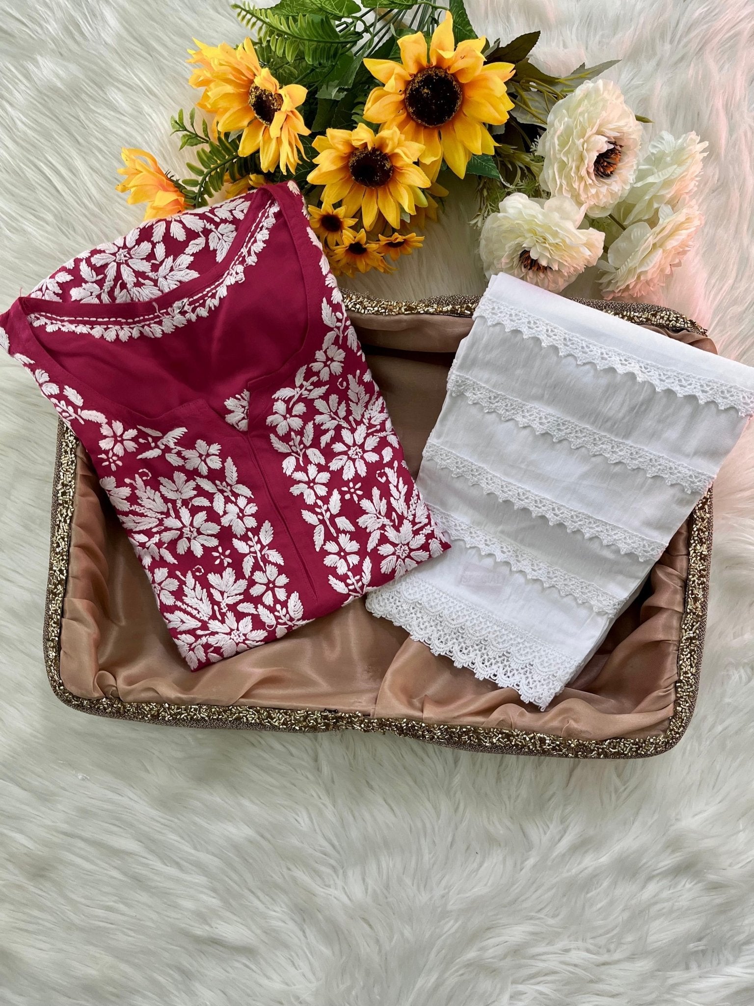 Rayon Ghaspatti Work Kurti With Pant - Chikankari official