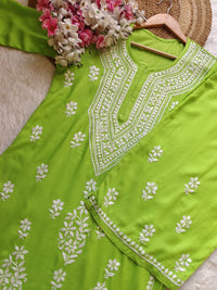 Rayon hand big embroidered 2pc set - Chikankari official
