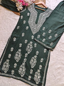 Rayon hand big embroidered 2pc set - Chikankari official