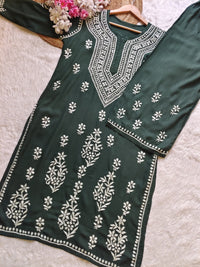 Rayon hand big embroidered 2pc set - Chikankari official