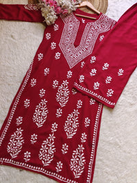 Rayon hand big embroidered 2pc set - Chikankari official
