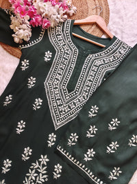 Rayon hand big embroidered 2pc set - Chikankari official