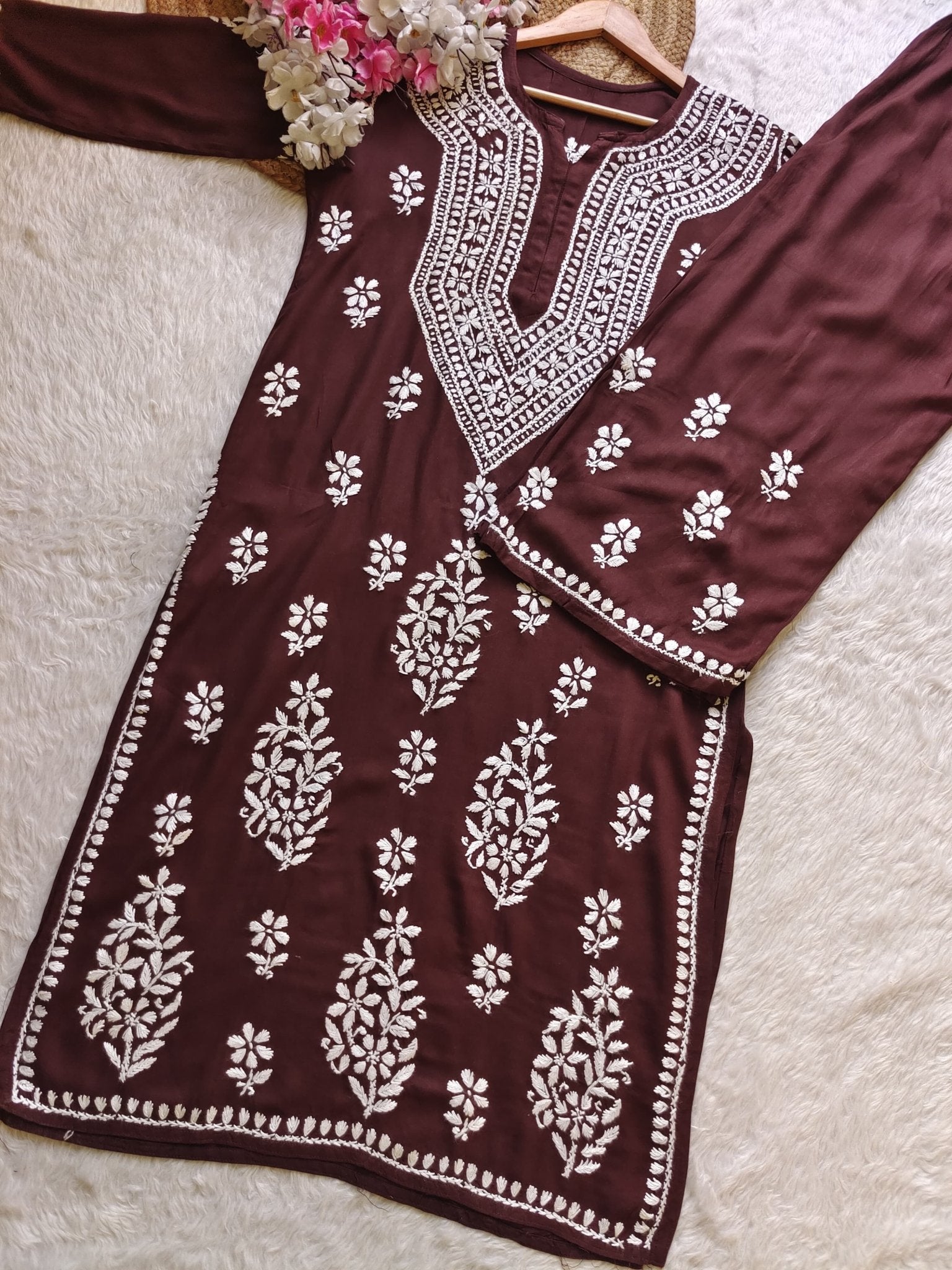 Rayon hand big embroidered 2pc set