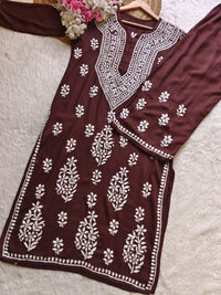 Rayon hand big embroidered 2pc set - Chikankari official