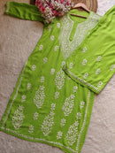 Rayon hand big embroidered 2pc set - Chikankari official