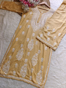 Rayon hand big embroidered 2pc set - Chikankari official