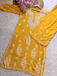 Rayon hand big embroidered 2pc set - Chikankari official