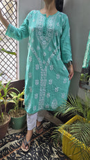 Rayon Hand heavy Work Kurti With pant - Chikankari official