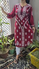 Rayon Hand heavy Work Kurti With pant - Chikankari official