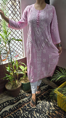 Rayon Hand heavy Work Kurti With pant - Chikankari official