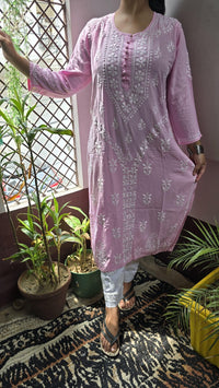 Rayon Hand heavy Work Kurti With pant - Chikankari official