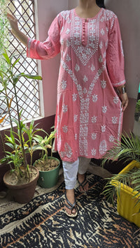 Rayon Hand heavy Work Kurti With pant - Chikankari official