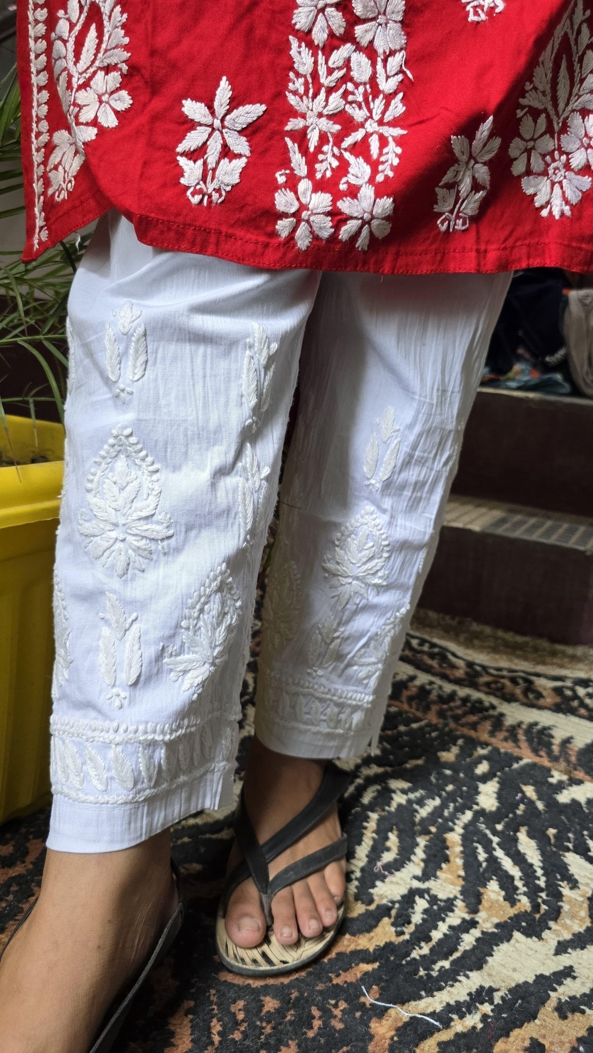 Rayon Hand heavy Work Kurti With pant - Chikankari official