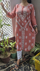 Rayon Hand heavy Work Kurti With pant - Chikankari official
