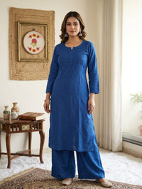 Rayon Heavy work embroidered tone to tonr kurta - Chikankari official