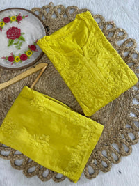 Rayon Heavy work embroidered tone to tonr kurta - Chikankari official