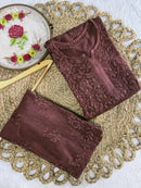 Rayon Heavy work embroidered tone to tonr kurta - Chikankari official
