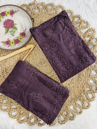 Rayon Heavy work embroidered tone to tonr kurta - Chikankari official