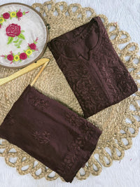Rayon Heavy work embroidered tone to tonr kurta - Chikankari official