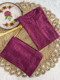 Rayon Heavy work embroidered tone to tonr kurta - Chikankari official