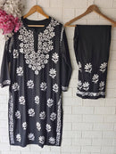 Rayon Highquality Finest White embroidered KurtaSet - Chikankari official