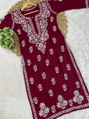 Rayon Long Chikan Kurtas - Chikankari official