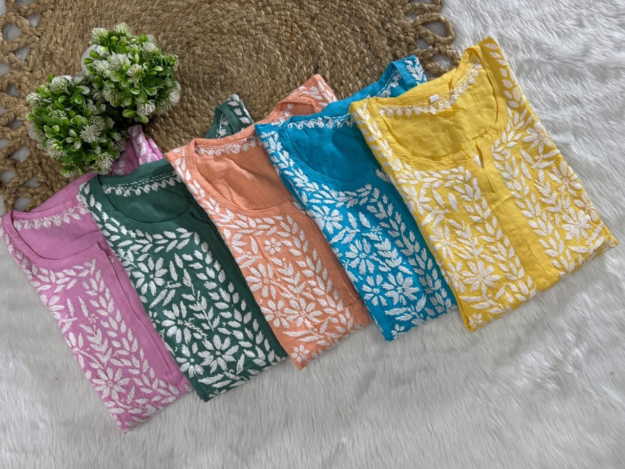 Rayon Long Chikan Kurtas - Chikankari official