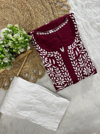 Rayon Long Chikan Kurtas - Chikankari official