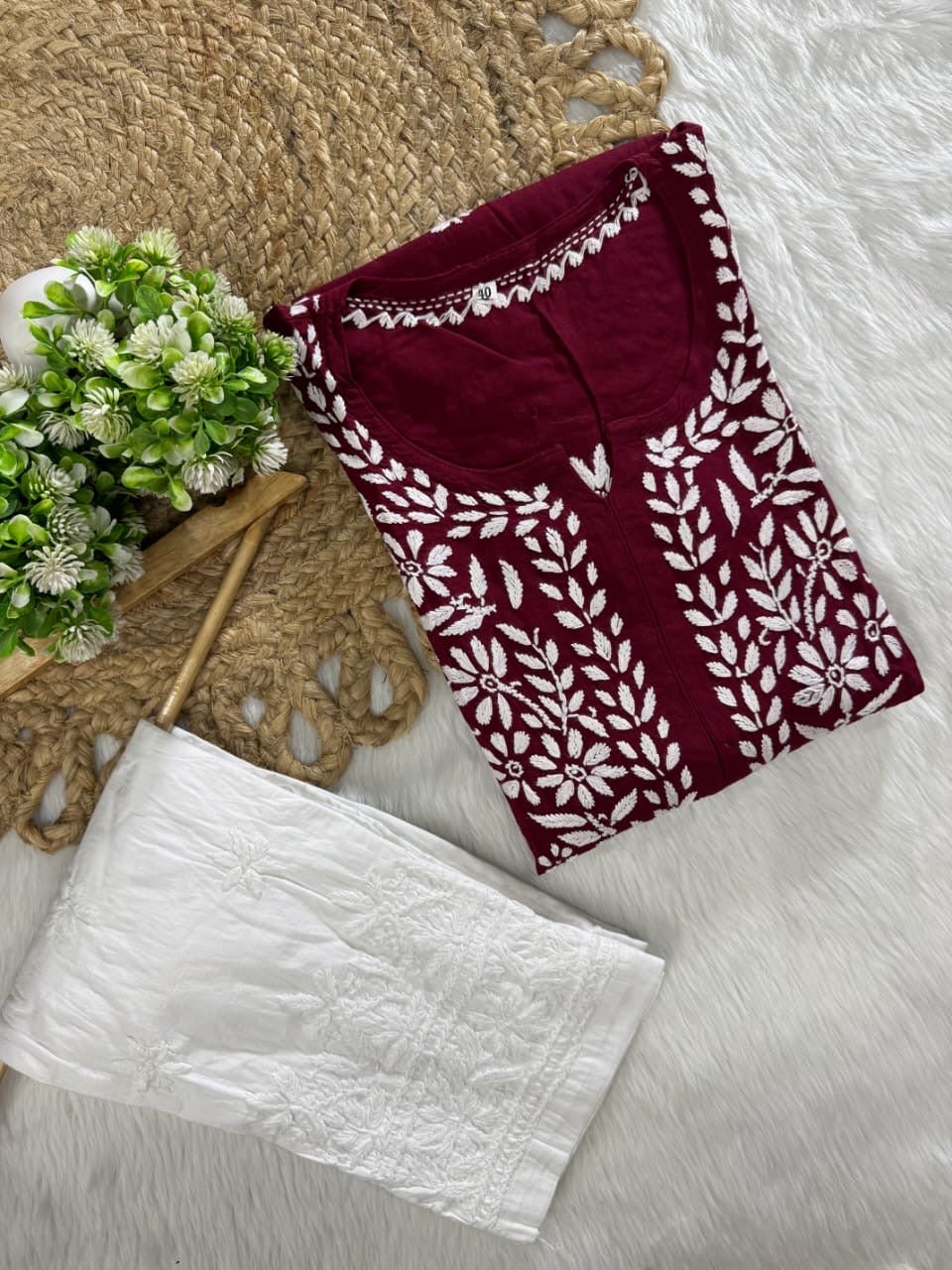 Rayon Long Chikan Kurtas - Chikankari official