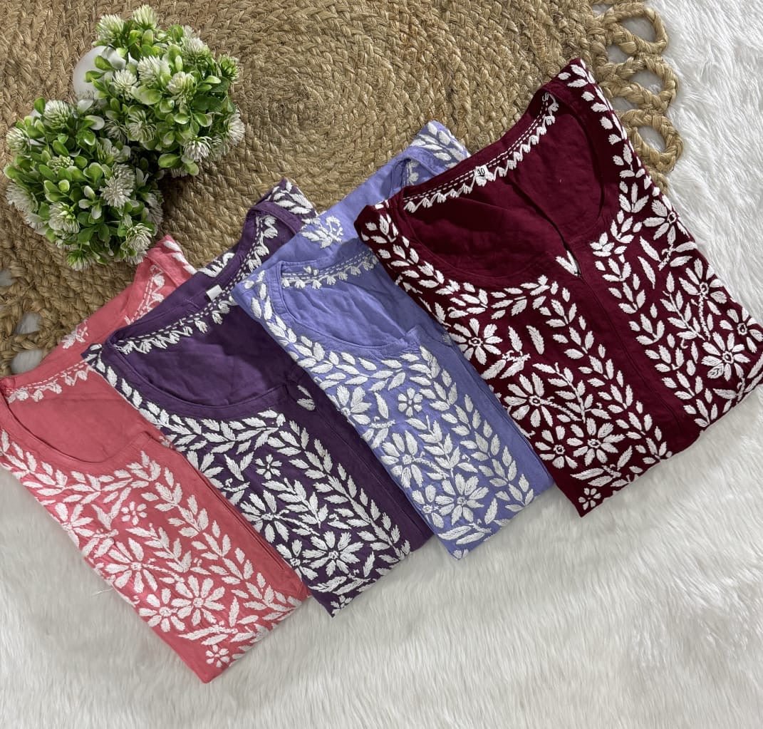 Rayon Long Chikan Kurtas - Chikankari official