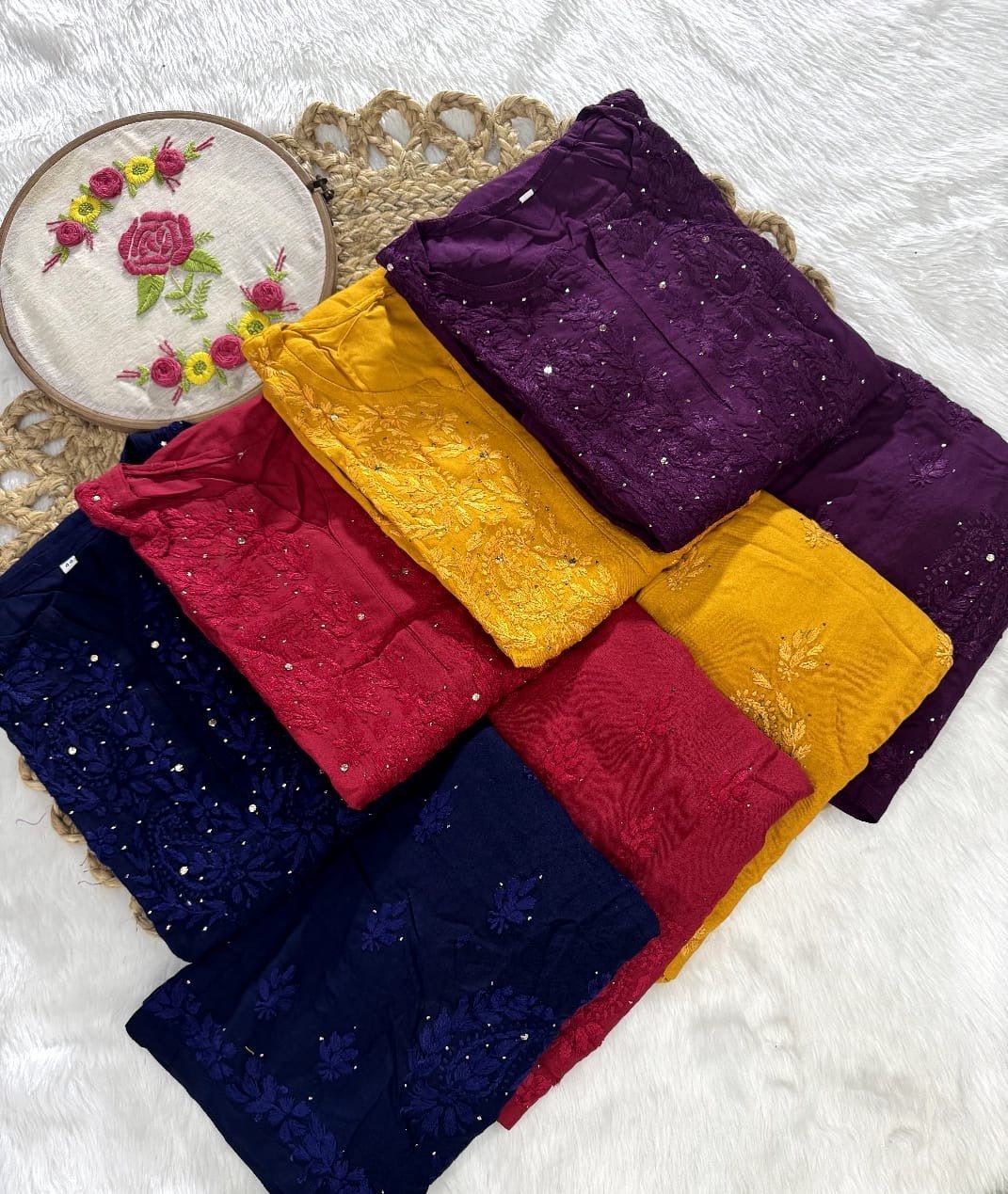 Rayon Muqaish Plazzo Combo - Chikankari official