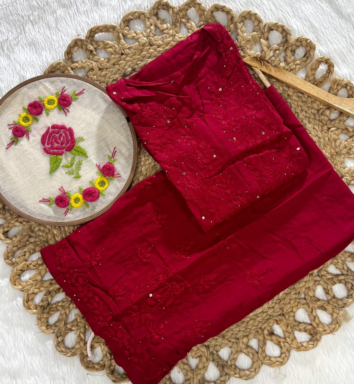Rayon Muqaish Plazzo Combo - Chikankari official