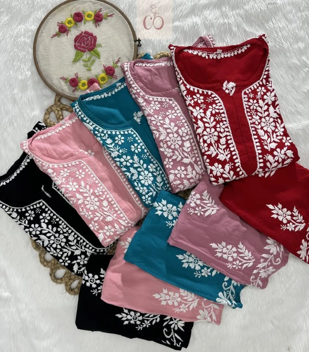 Rayon New Concept Chikankari combo ( Hand Embroidered ) - Chikankari official