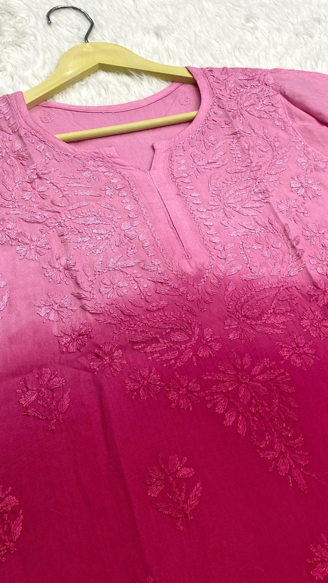 Rayon Ombre Soft Short Top - Chikankari official