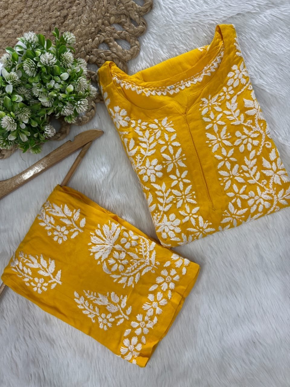 Rayon Plazzo Combo with Butas - Chikankari official