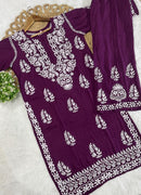 Rayon Plazzo Combo with Butas - Chikankari official