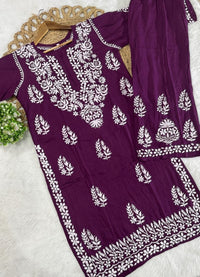 Rayon Plazzo Combo with Butas - Chikankari official
