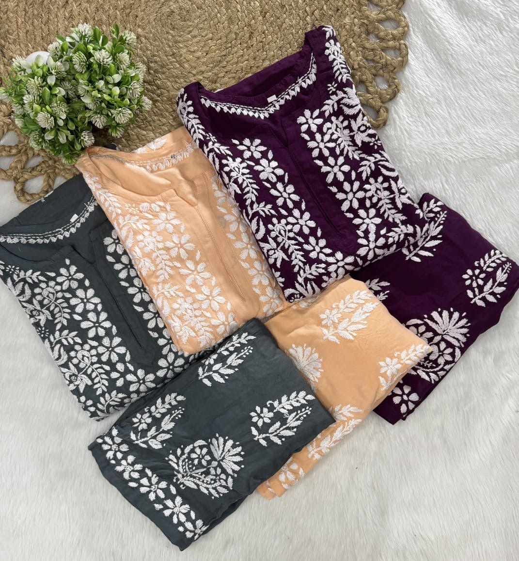 Rayon Plazzo Combo with Butas - Chikankari official