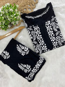 Rayon Plazzo Combo with Butas - Chikankari official