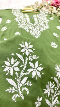 Rayon self white Embroidered - Chikankari official