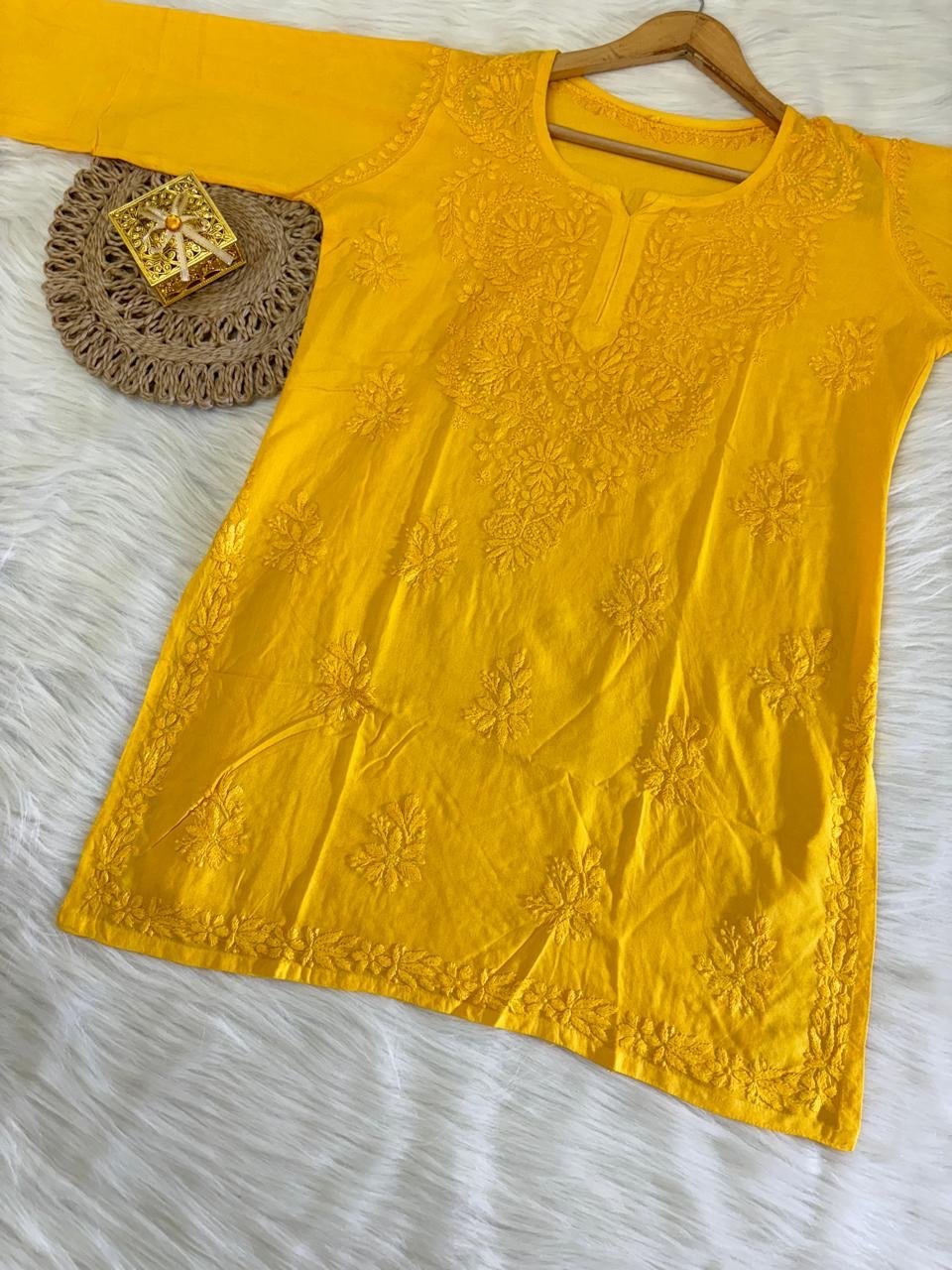 Rayon Short Elegant Soft Tops - Chikankari official