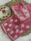Rayon Short Kurta with pant - Chikankari official