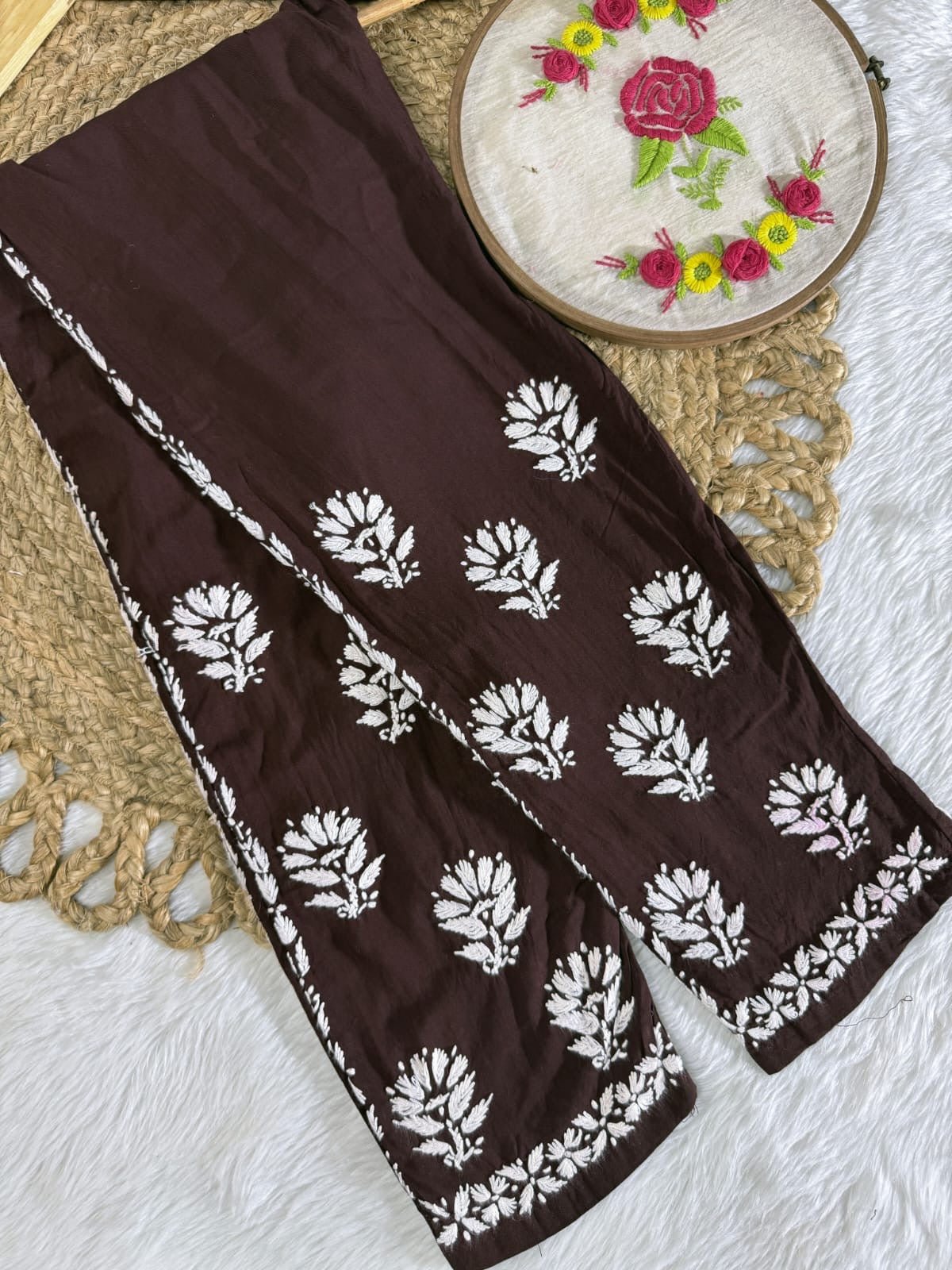 Rayon Short Kurta with pant - Chikankari official
