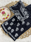 Rayon Short Kurta with pant - Chikankari official