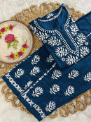 Rayon Short Kurta with pant - Chikankari official