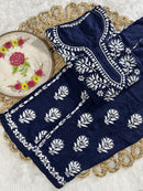 Rayon Short Kurta with pant - Chikankari official