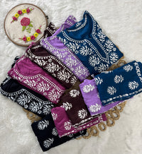Rayon Short Kurta with pant - Chikankari official