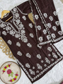 Rayon Short Kurta with pant - Chikankari official